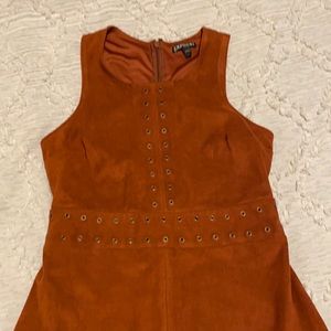 Burnt orange faux suede dress